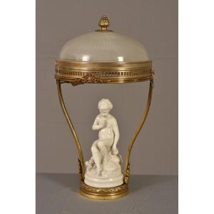 Lamp With Italian Porcelain Sculpture Signed Falconnet.