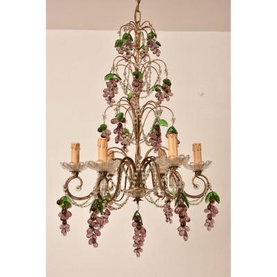 Italian Chandelier. Grapes. 1960. Murano.