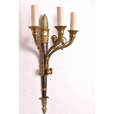 Pair Of Bronze Sconces. Empire Style.