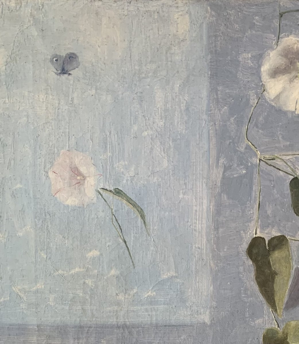 Oil On Canvas Circa 1910 - Bindweed And The Butterfly -photo-4