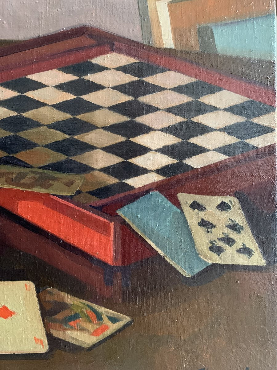René Chancrin _ The Games _ Oil On Canvas 1946-photo-3