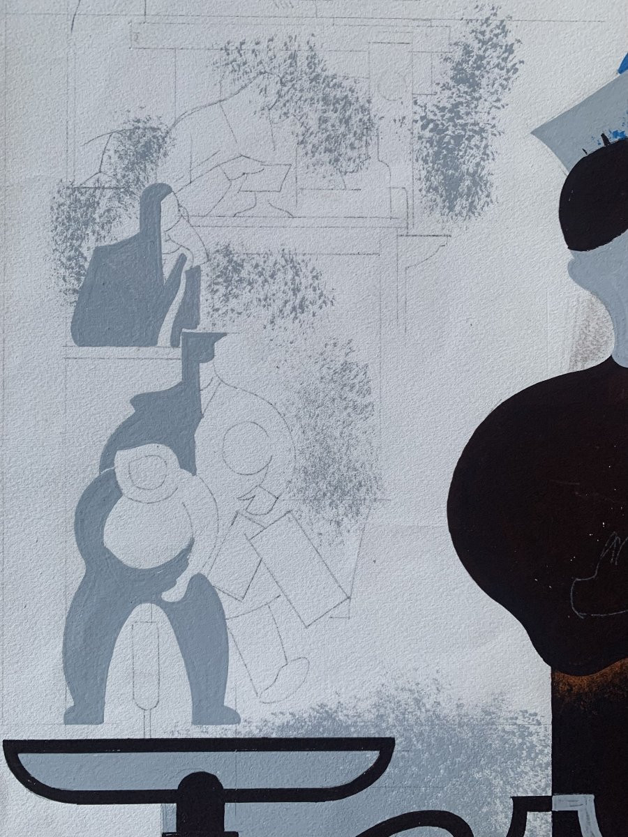 Bruno SEUCHTER - projet d'affiche - 1940 - dans le goût de Jean HUGO-photo-4