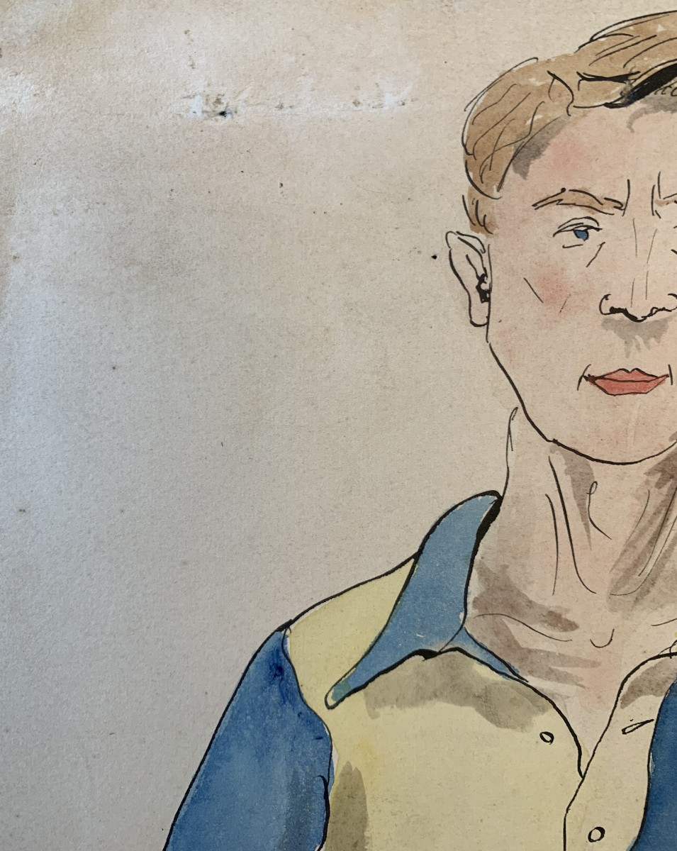 Maurice FRICHOU -  Les rugbymen - Paire de grandes aquarelles - 1922 - rugby -photo-3