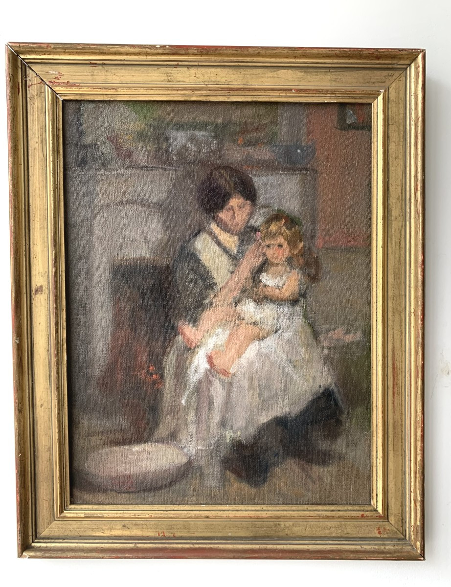 Cécile Hertz Eyrolles - Woman And Child By The Fireside - 1910 - Post-impressionism-photo-2