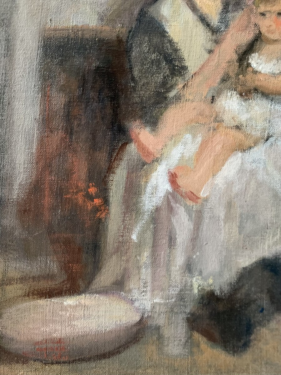 Cécile Hertz Eyrolles - Woman And Child By The Fireside - 1910 - Post-impressionism-photo-1