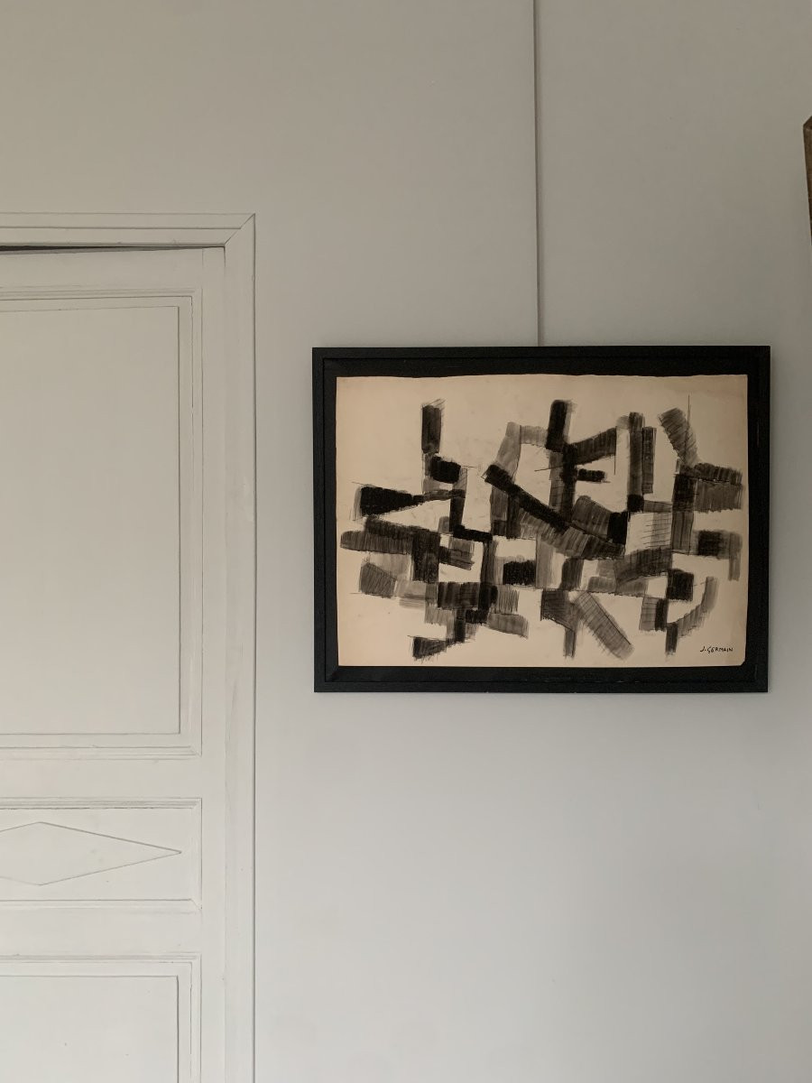 Jacques Germain. Very Large Double-sided Ink And Charcoal Drawing - Circa 1950-photo-6