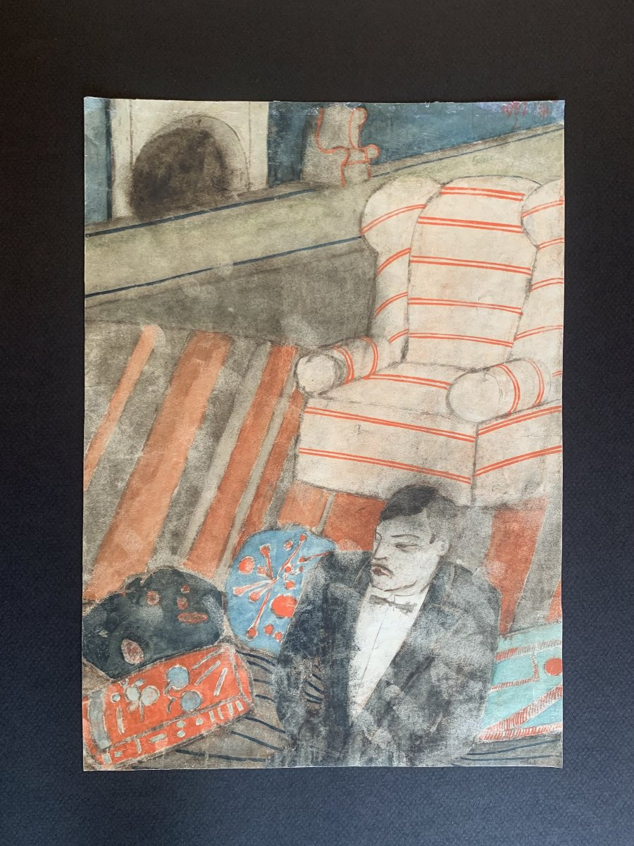 Watercolor By Karl Wolf - New Objectivity - Art Deco - 1931-photo-2