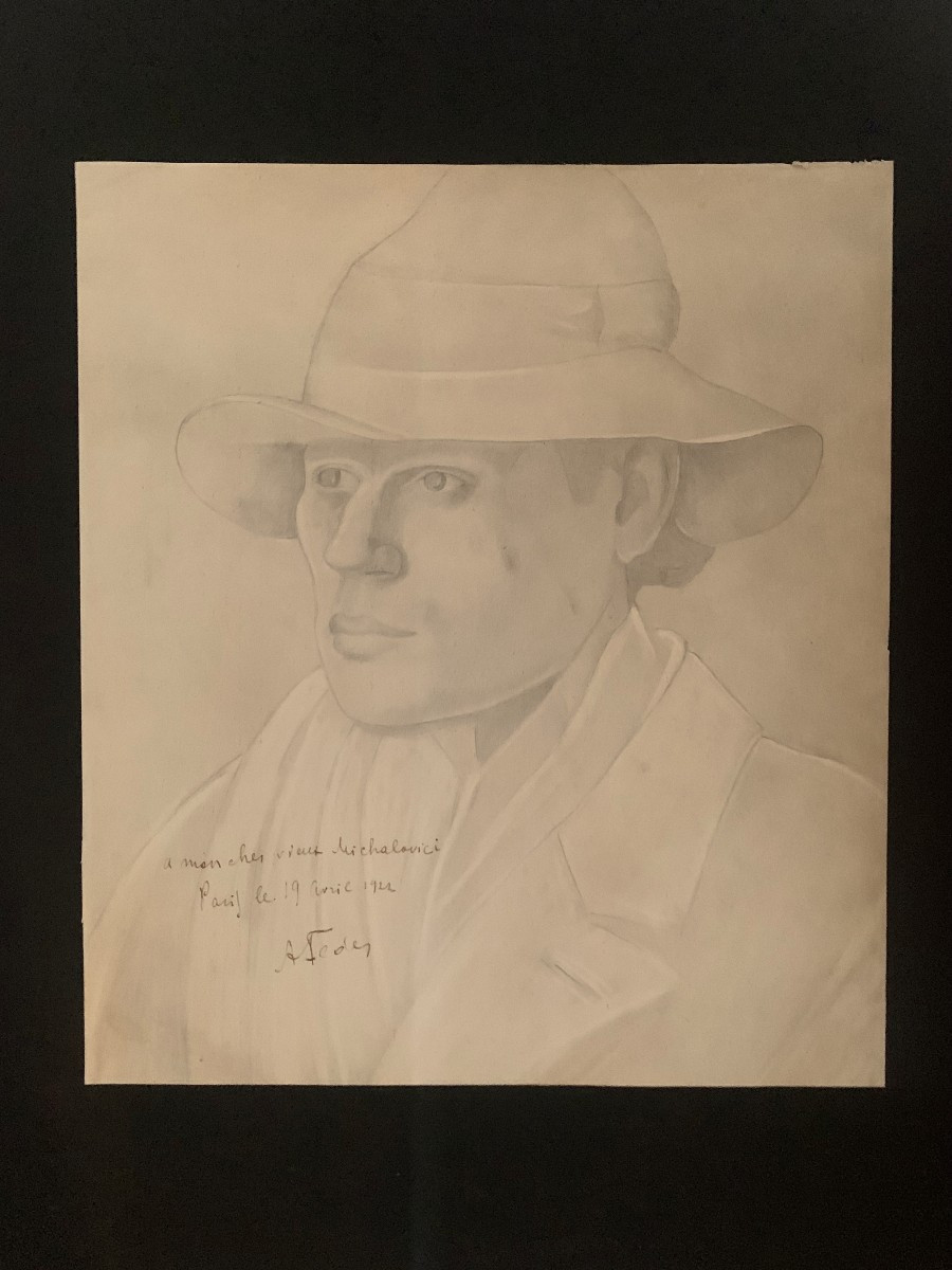ECOLE de PARIS -  Portrait de M. Mihalovici ( roumain) par Adolphe FEDER ( ukrainien) . 1920 's-photo-2