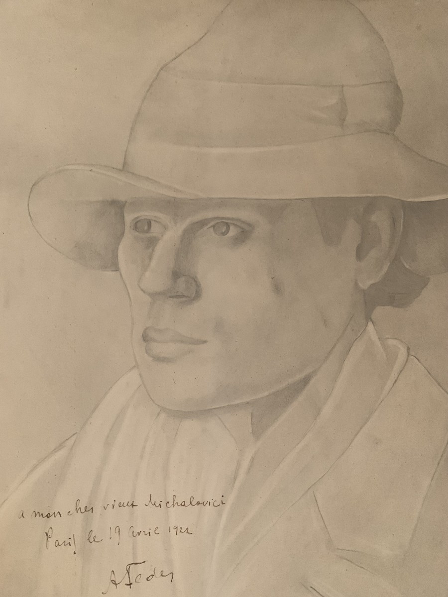 ECOLE de PARIS -  Portrait de M. Mihalovici ( roumain) par Adolphe FEDER ( ukrainien) . 1920 's