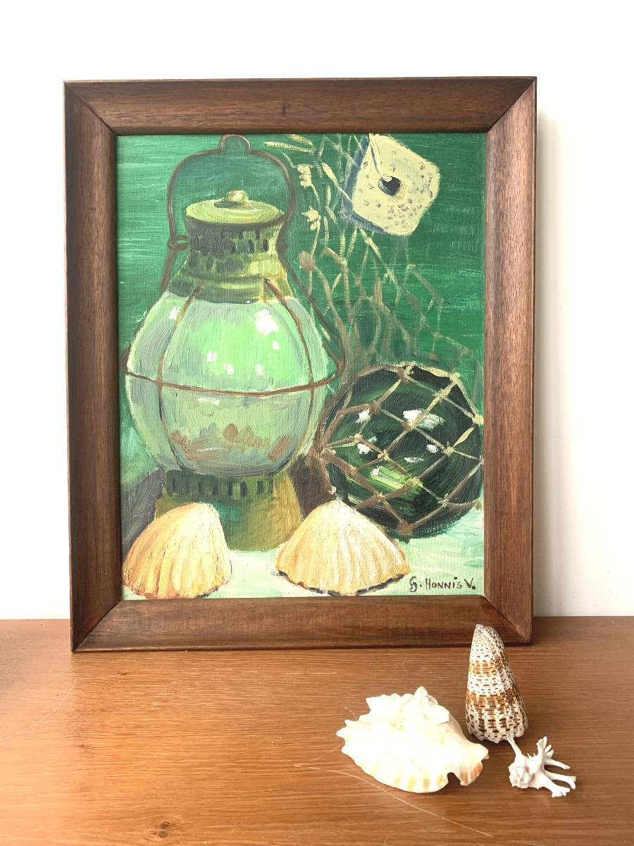 Lantern, Fishing Ball And Seashells - Circa 1940-photo-2