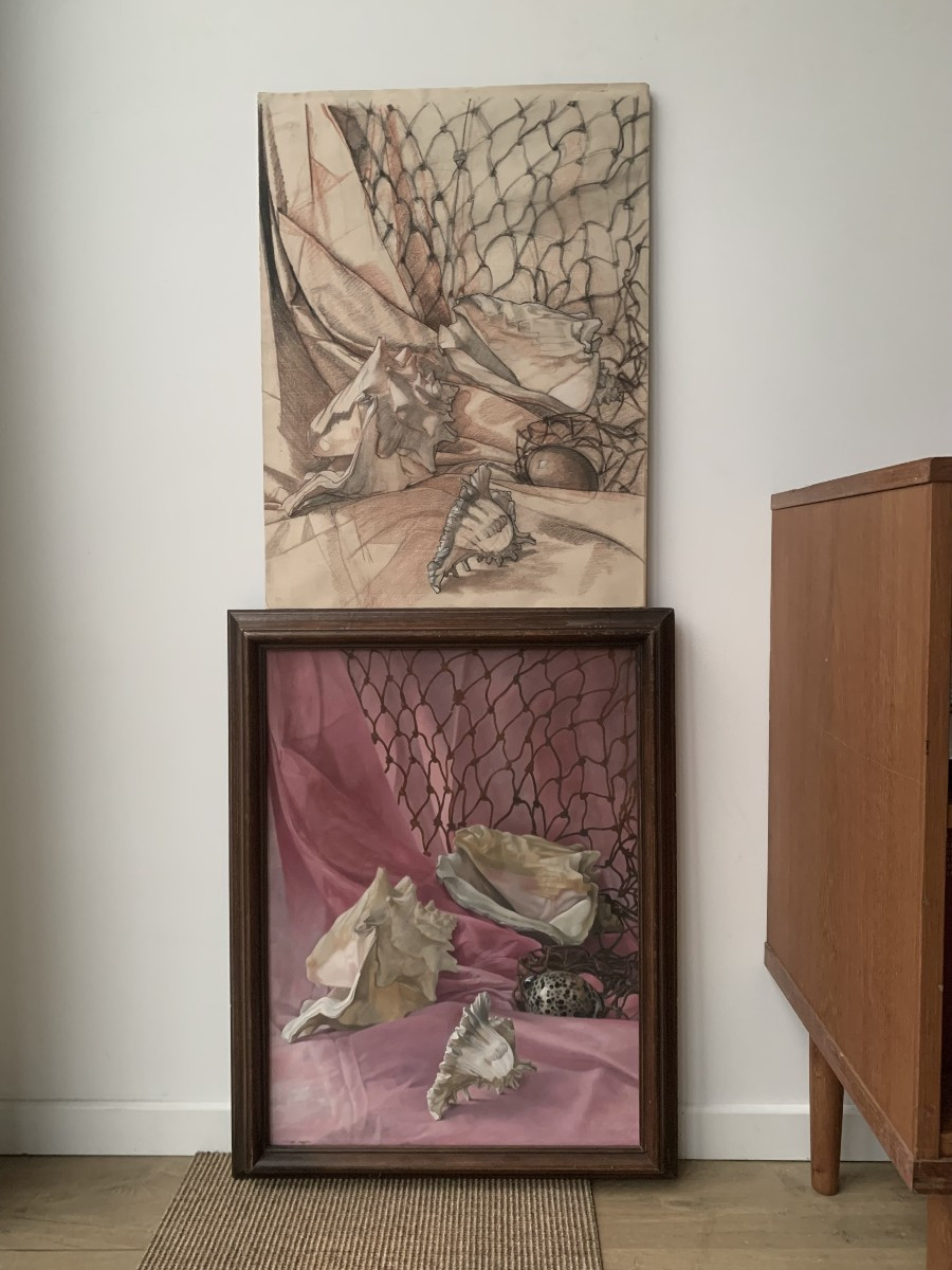 Seashells In A Net, Large Drawing 1978 - Surrealism - Hyperrealism-photo-4