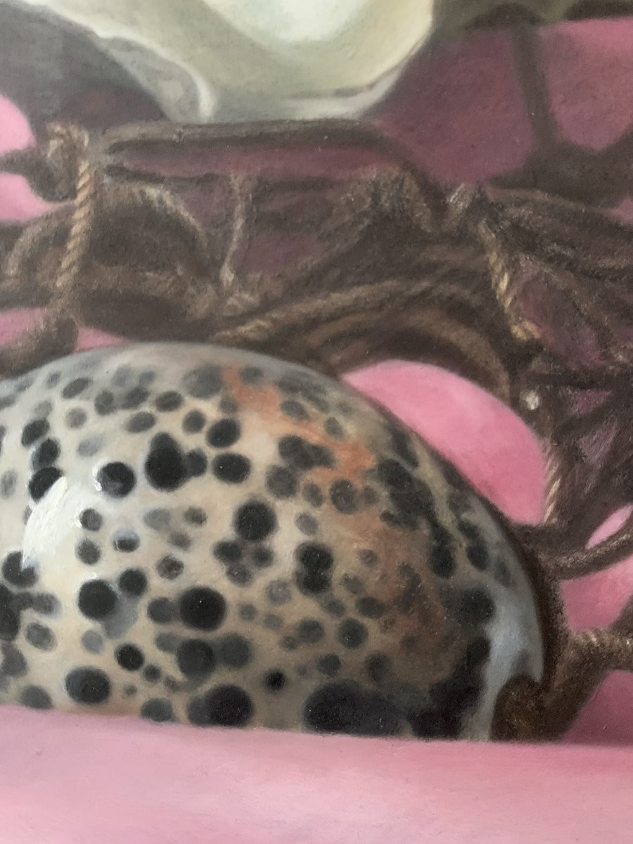 Seashells In A Net, Tempera Painting, 1978, Surrealism, Hyperrealism-photo-1
