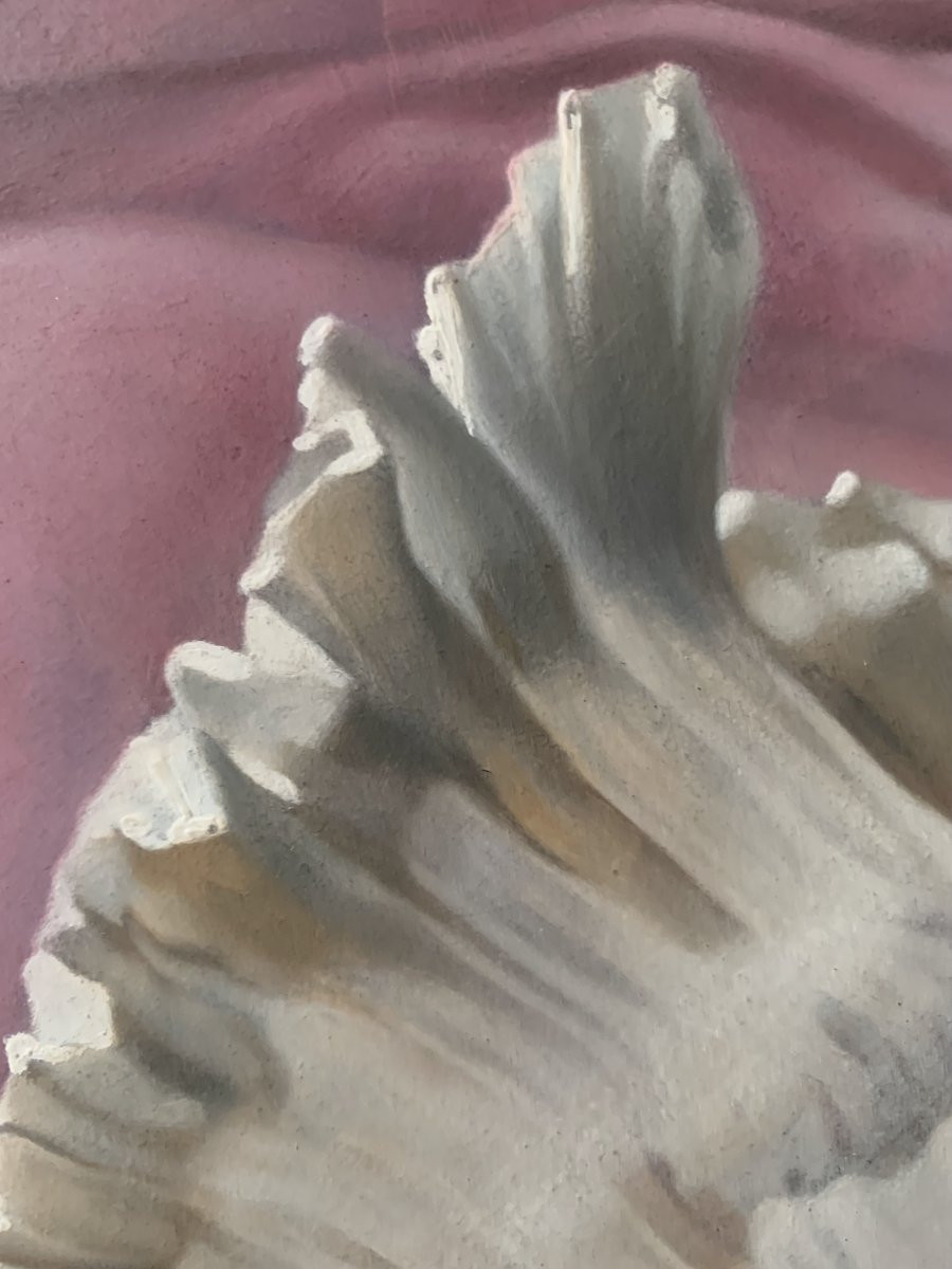 Seashells In A Net, Tempera Painting, 1978, Surrealism, Hyperrealism-photo-2