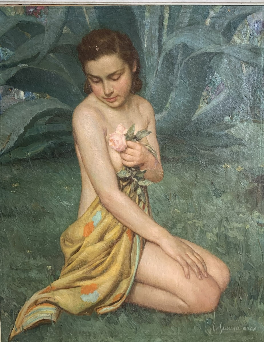 Camillo GIAMMARCO ( 1896-1946) - Nu à la rose -1920