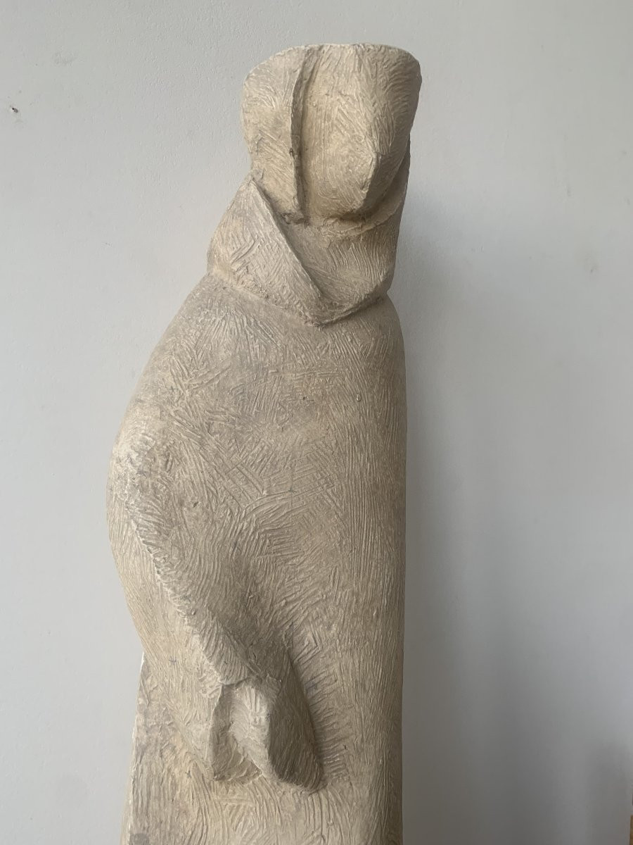 sculpture André LONGEON - femme drapée - Plâtre d'atelier - vers 1950-photo-1