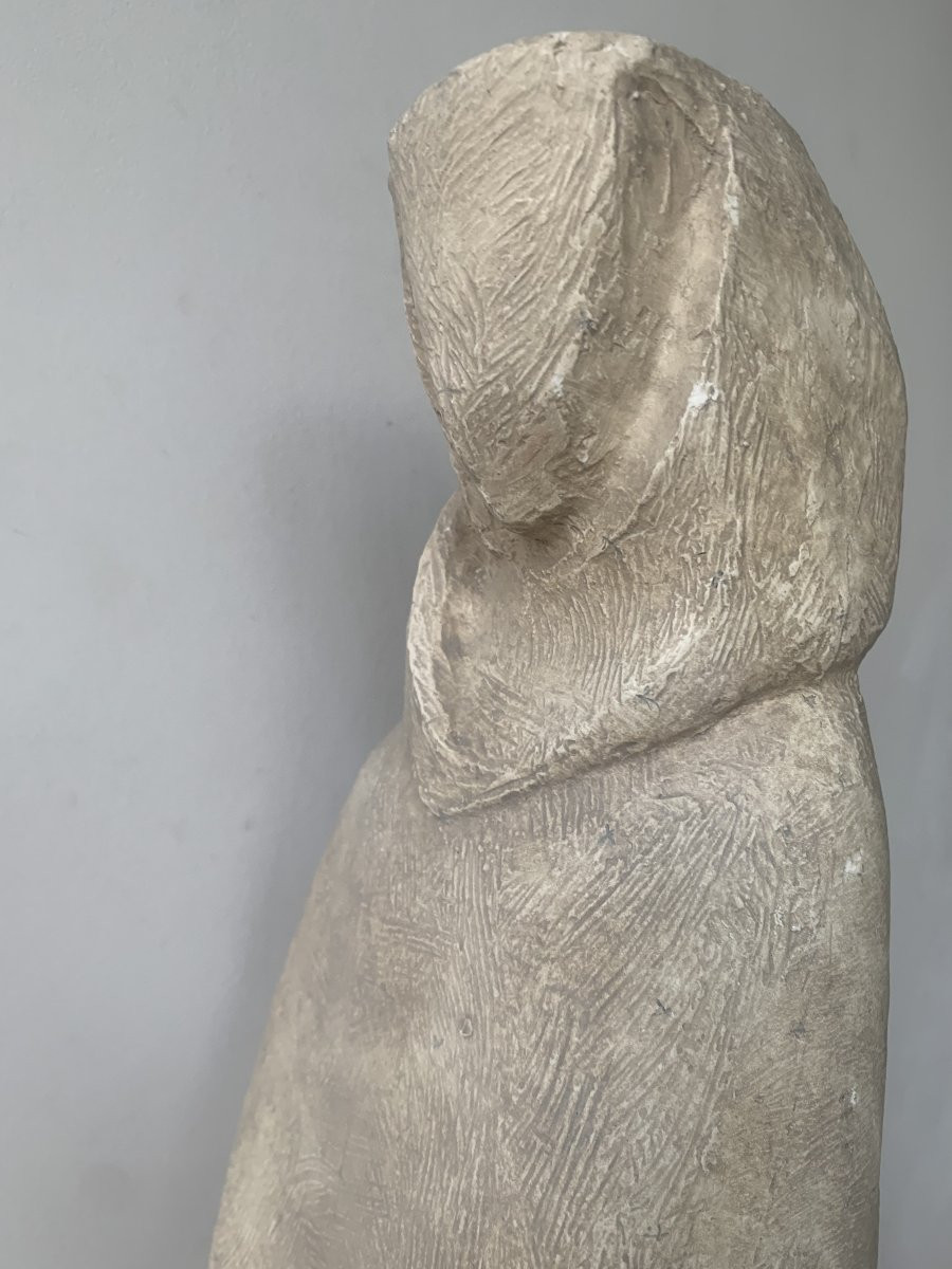 sculpture André LONGEON - femme drapée - Plâtre d'atelier - vers 1950-photo-6