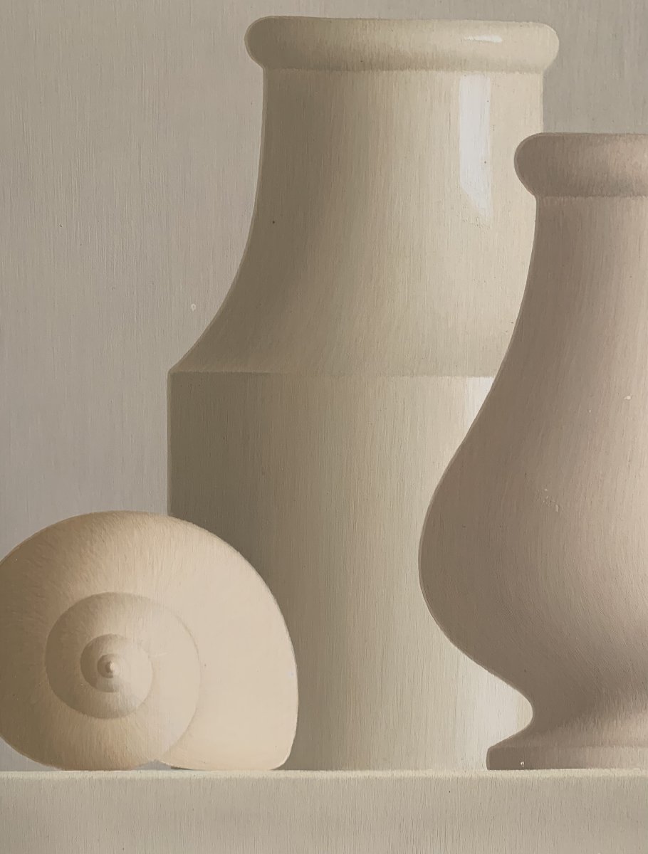 Frédéric VIDALENS ( 1925-2004) - Pots et coquillages - huile sur toile-photo-2