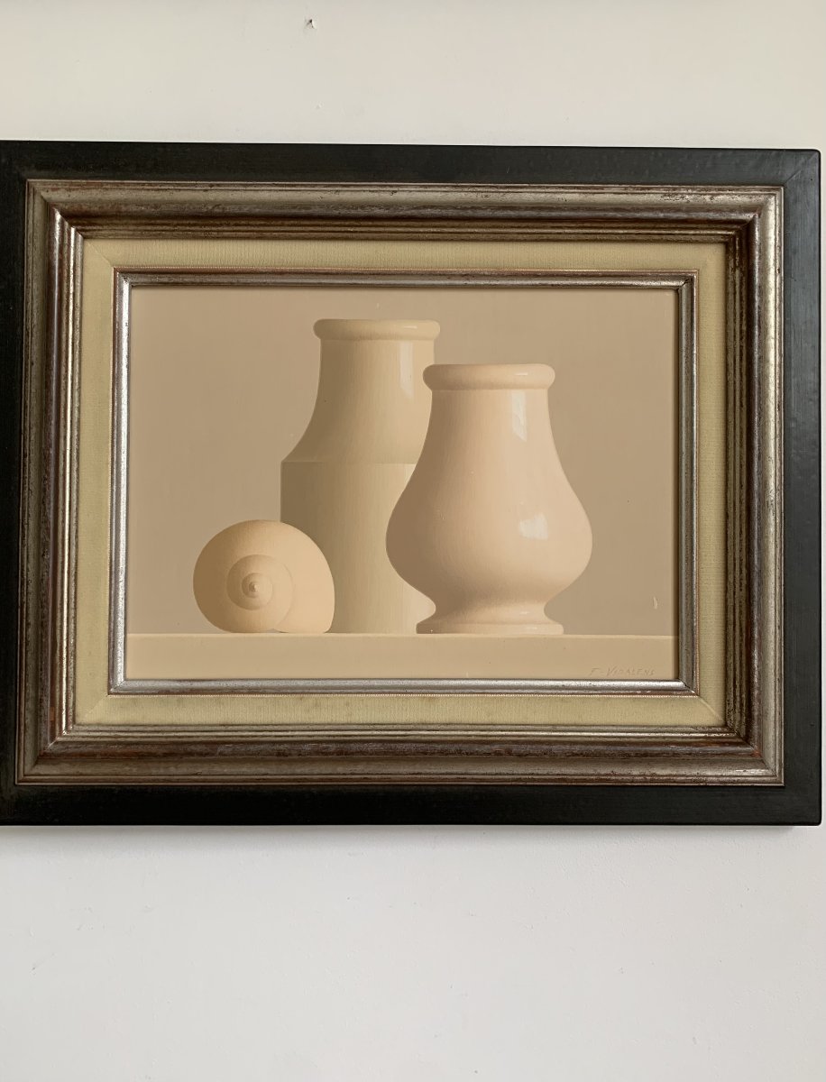 Frédéric VIDALENS ( 1925-2004) - Pots et coquillages - huile sur toile-photo-3