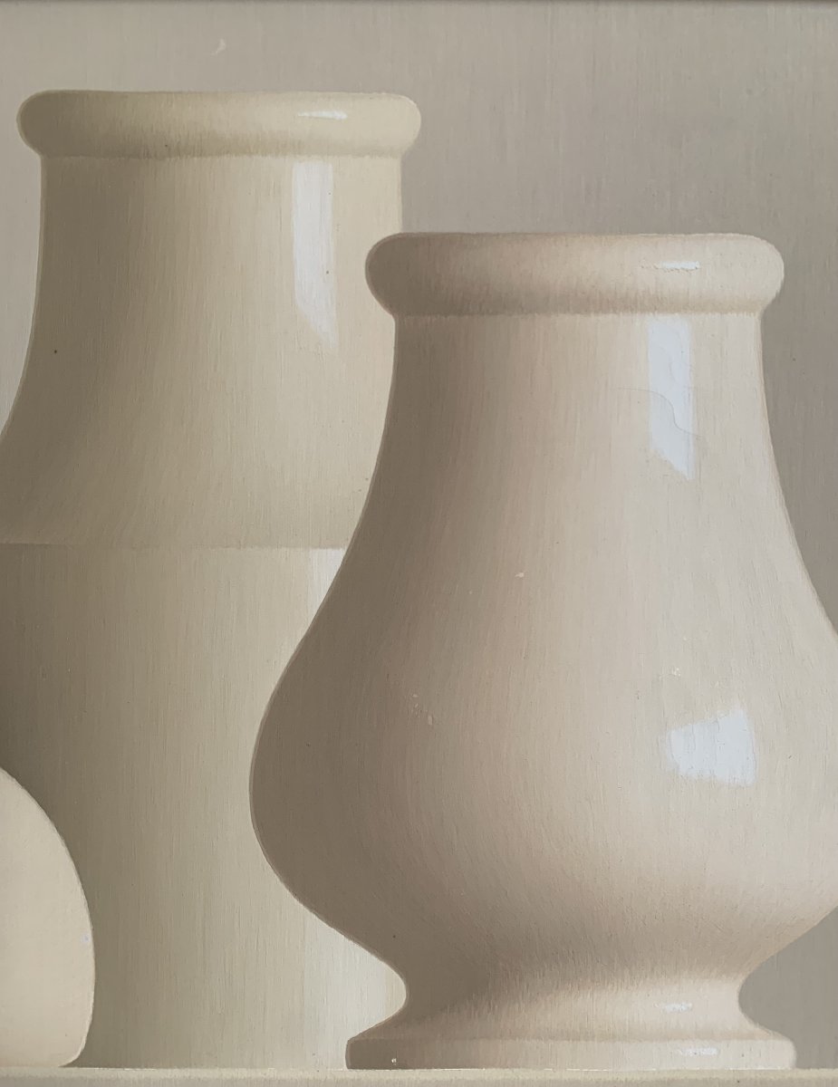 Frédéric VIDALENS ( 1925-2004) - Pots et coquillages - huile sur toile-photo-4