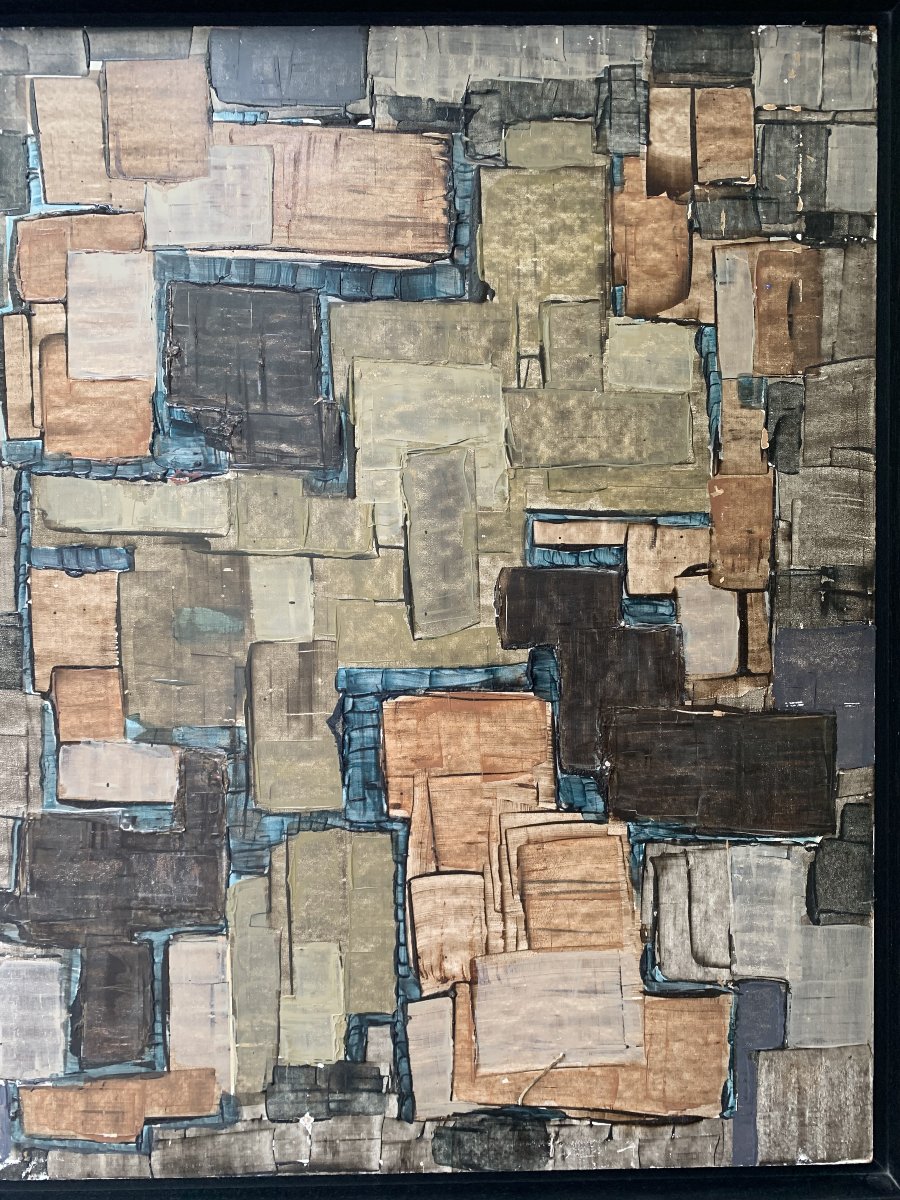 Jean HUGUET - composition abstraite vers 1970 - Abstraction -LINARD -LERAT -JOULIA-photo-2