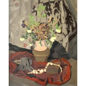 Cécile HERTZ EYROLLES  - nature morte à l'éventail et aux gants - vers 1925