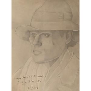 ECOLE de PARIS -  Portrait de M. Mihalovici ( roumain) par Adolphe FEDER ( ukrainien) . 1920 's