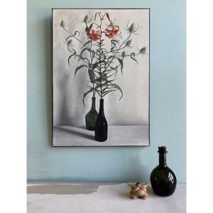 Frédéric Vidalens - Oil On Canvas - Hyperrealism - New Objectivity - Chardon Lys