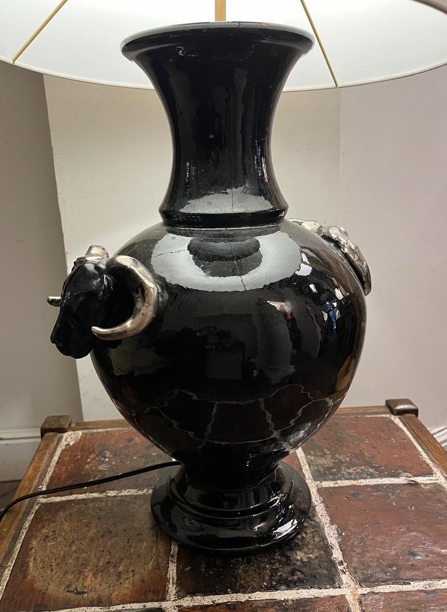 Large Black Ceramic Lamp -photo-2