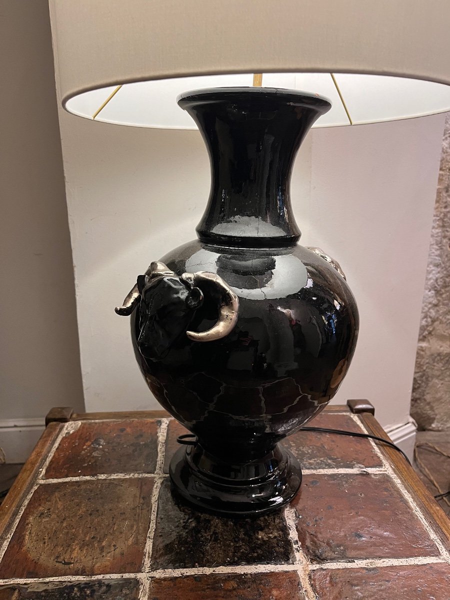 Large Black Ceramic Lamp -photo-3