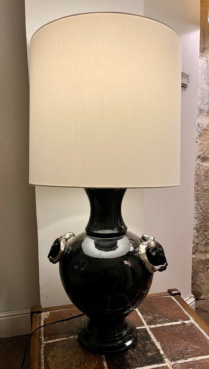 Large Black Ceramic Lamp 