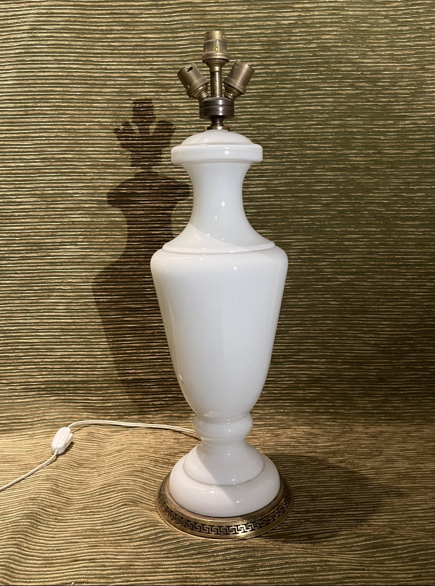 Large White Opaline Lamp.