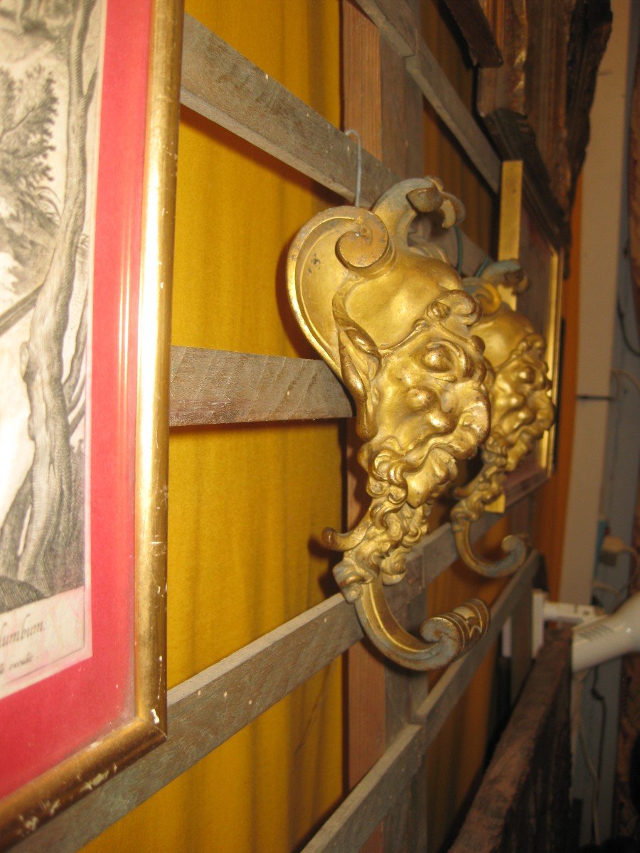 Pair Of Fauns In Gilt Bronze XIX ° Forming Pegs.-photo-1