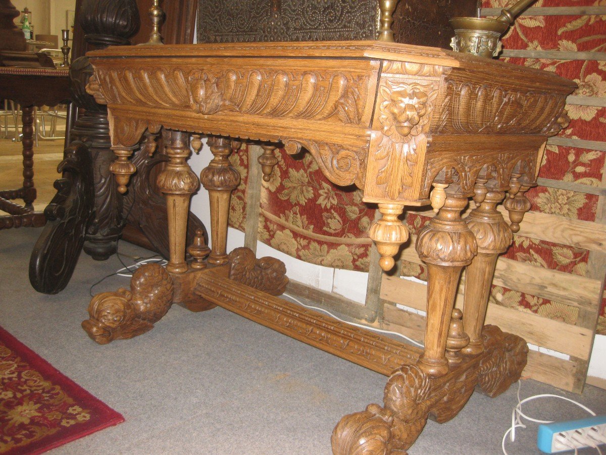 19th Century Middle Table In Blond Oak.-photo-4