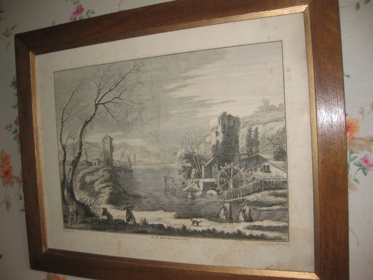 18th Century Engraving By Giampiccoli Giuliano After Marco Ricci.