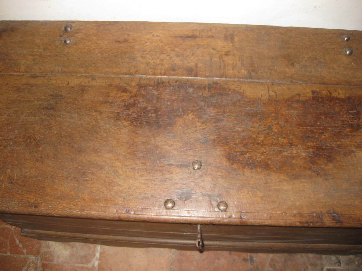 Travel Chest In Mesh Oak Late 16th Century Early 17th Century.-photo-2