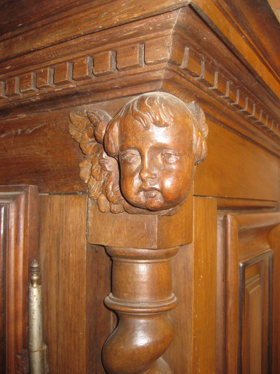Louis XIII Walnut Furniture With Diminutive Body From The 19th Century With Old Parts From The 17th Century.-photo-4