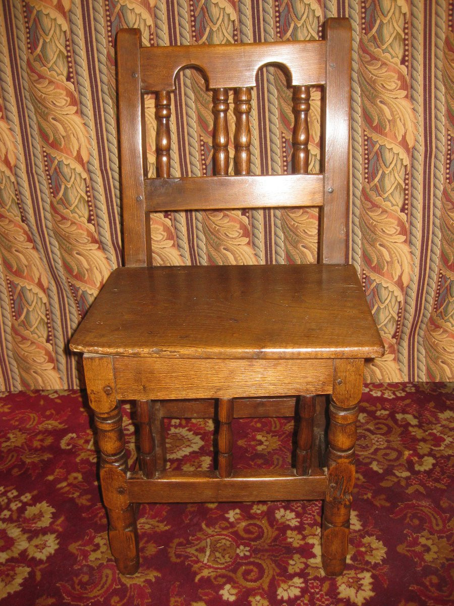 6 Rustic Basque Chairs In Oak 18th Century.-photo-4