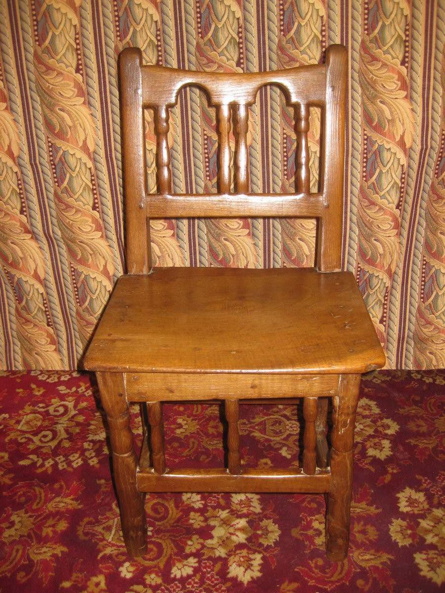 6 Rustic Basque Chairs In Oak 18th Century.-photo-3