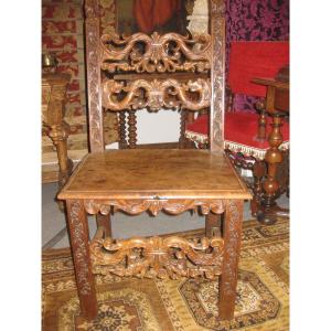 Italian Renaissance Chair In Walnut.