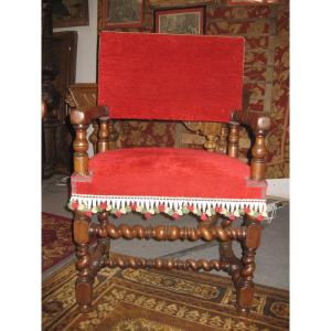 Chaise à Bras Torsadée Louis XIII .