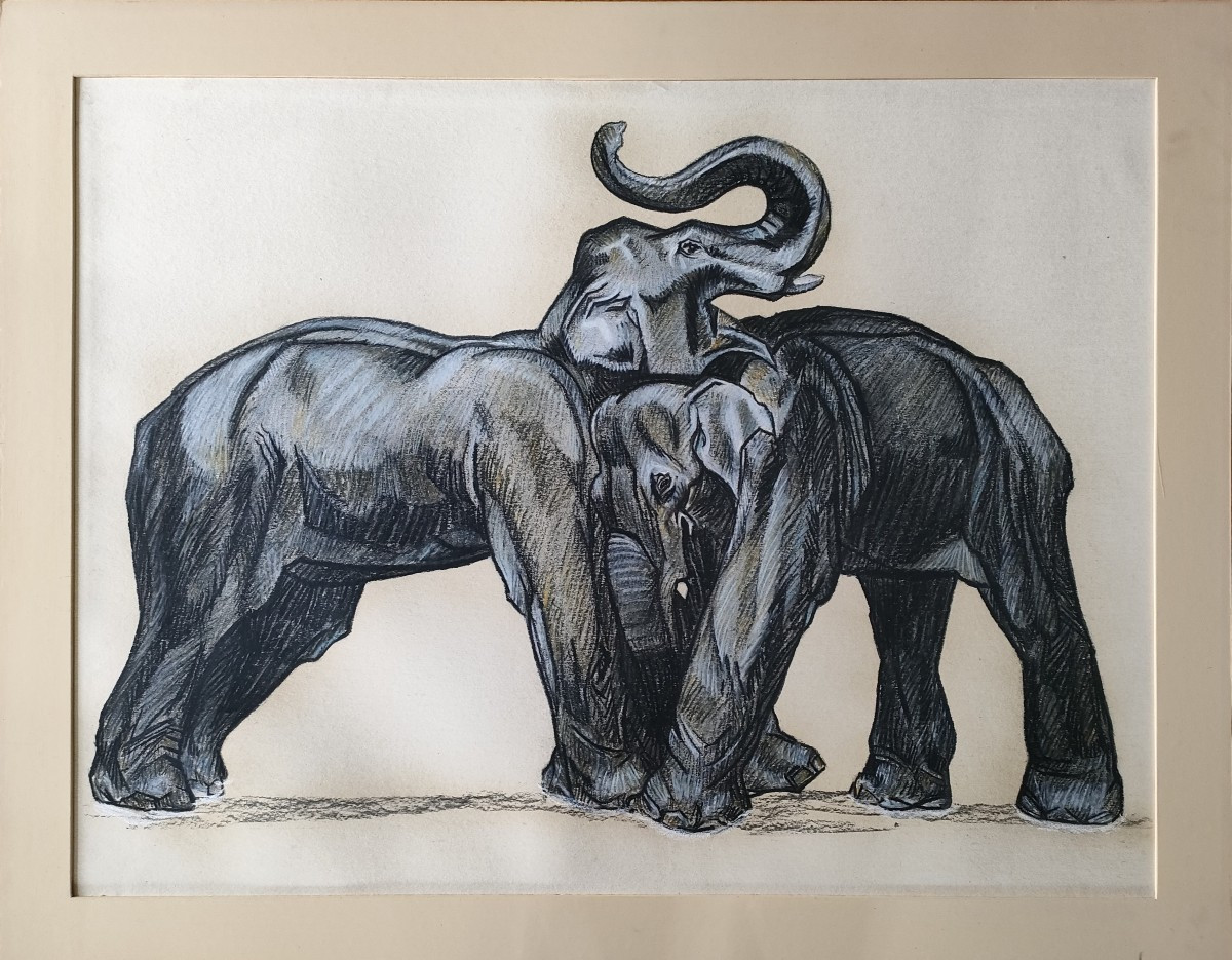 Extra Large Pastel With Elephants-photo-5