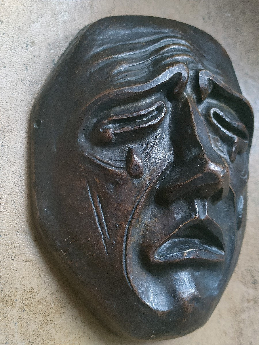 Pair Of Bronze Masks - Signed Feuillâtre-photo-1