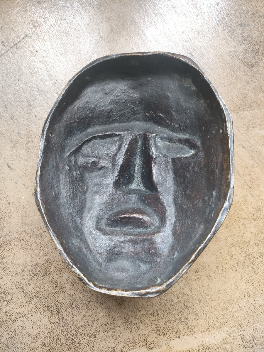 Pair Of Bronze Masks - Signed Feuillâtre-photo-3