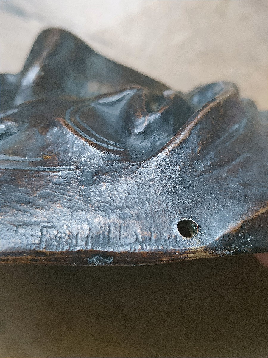 Pair Of Bronze Masks - Signed Feuillâtre-photo-6