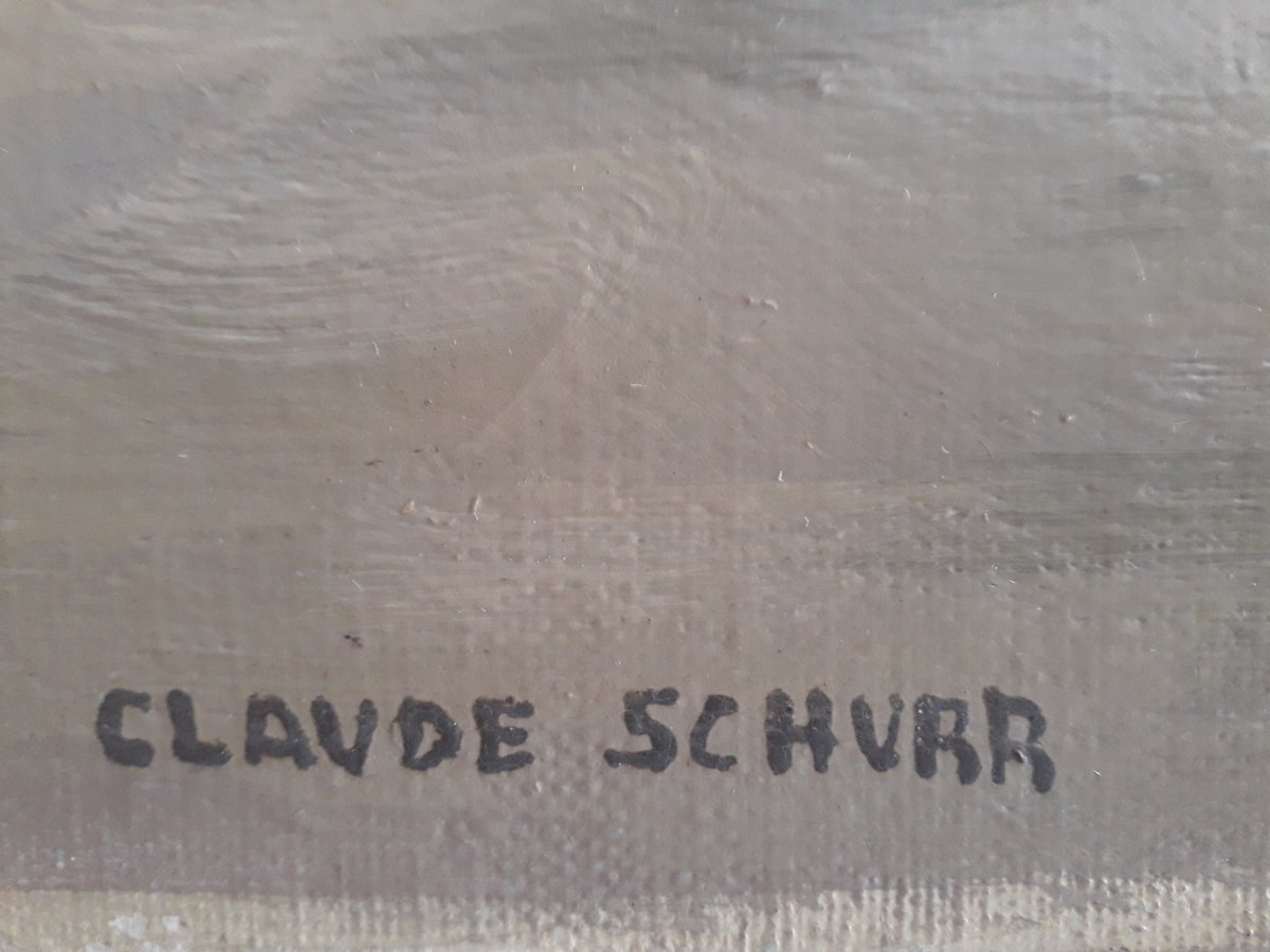 Claude Schurr - Large Oil On Canvas-photo-2