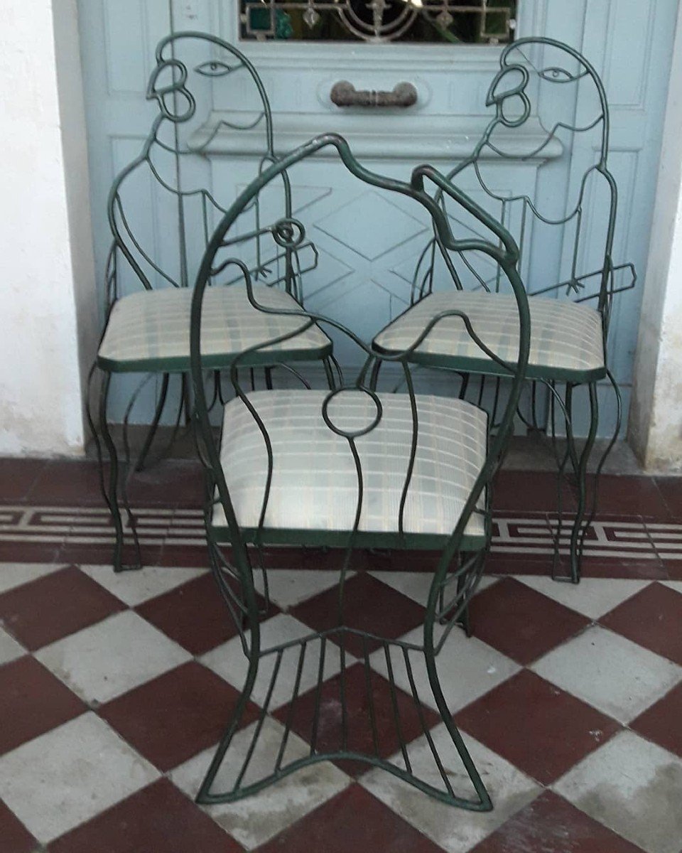 Set Of 4 Chairs - Wrought Iron-photo-3