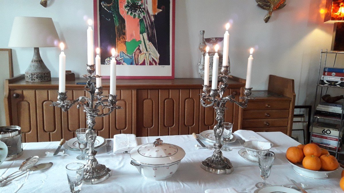 Pair Of Rocaille Candlesticks - XIXth-photo-4