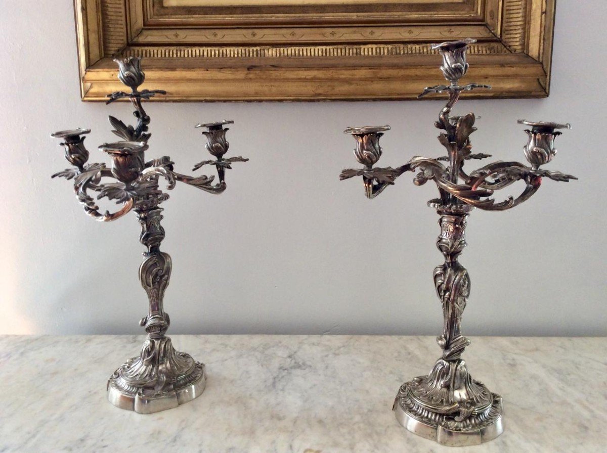 Pair Of Rocaille Candlesticks - XIXth