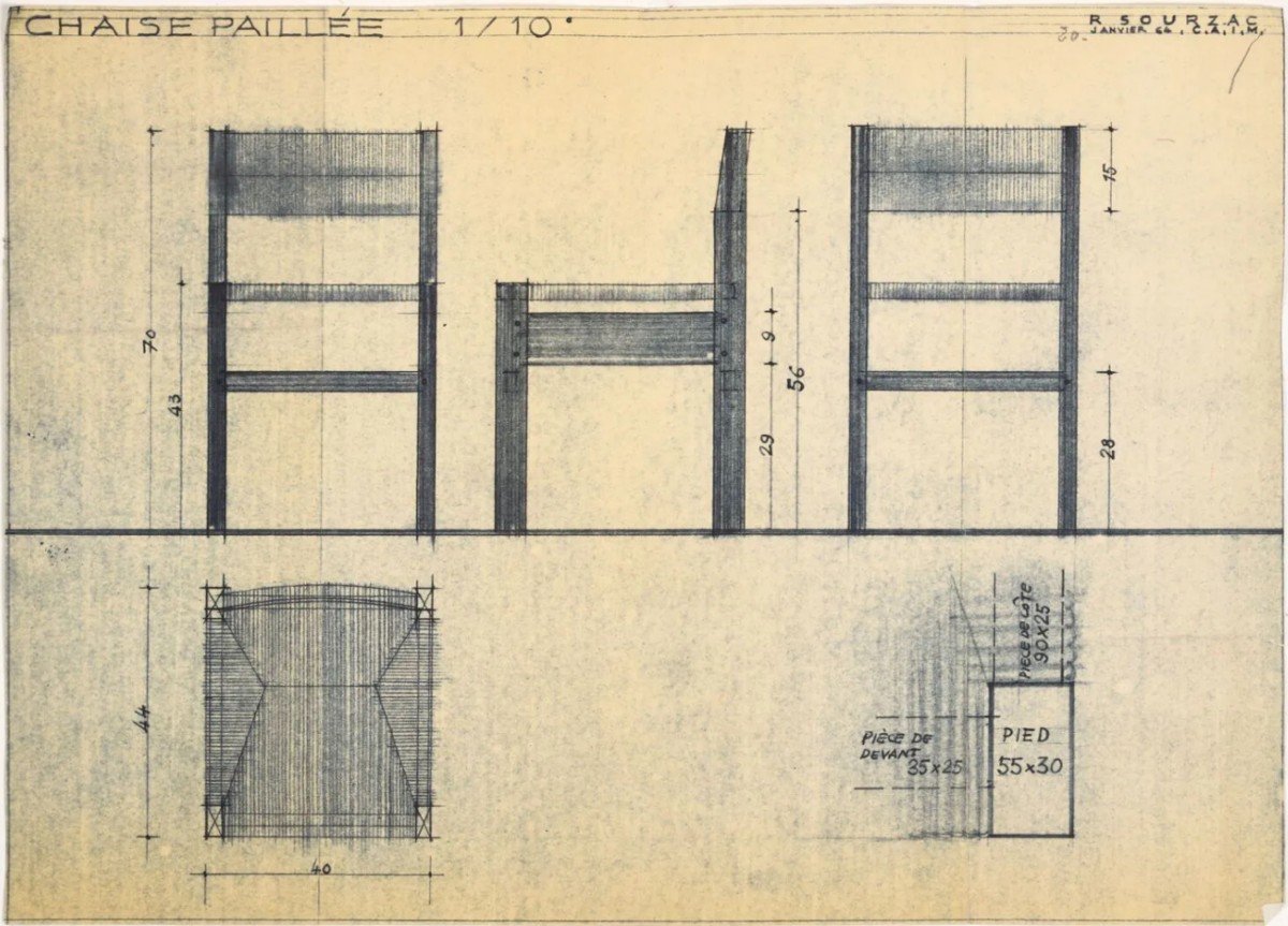 Ensemble De 4 Chaises Paillées - René Sourzac-photo-2