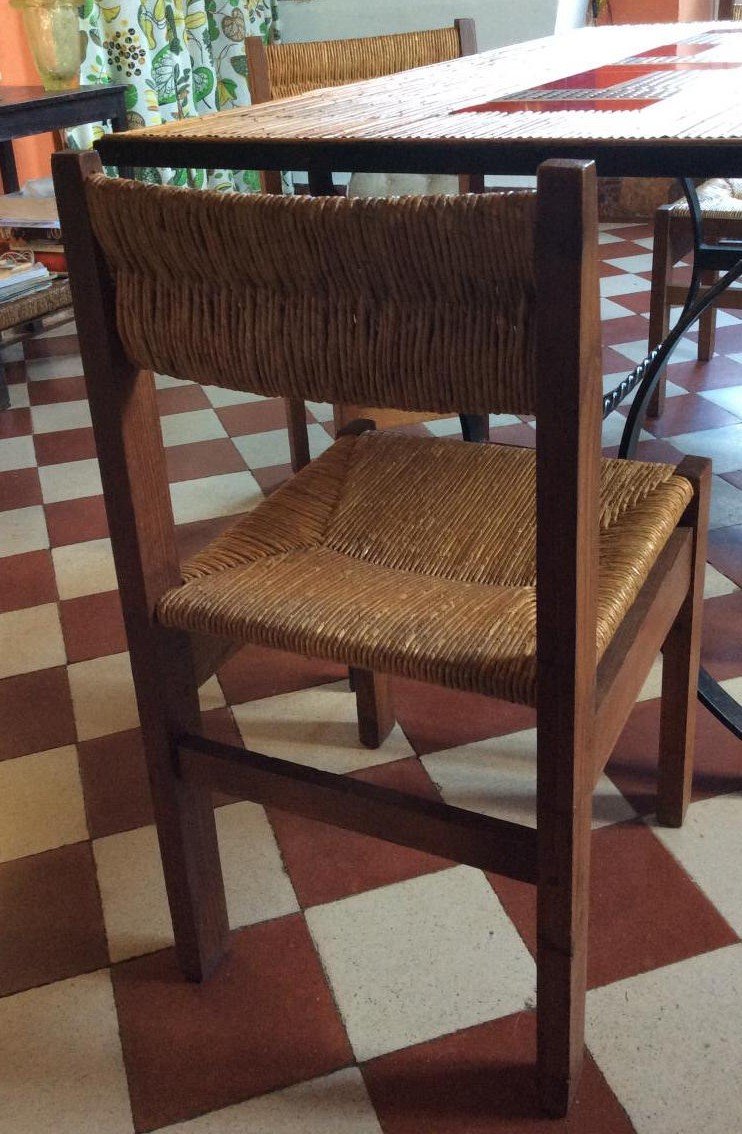 Ensemble De 4 Chaises Paillées - René Sourzac-photo-7